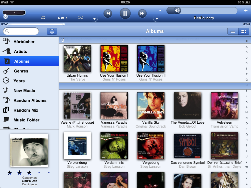 Albums - Cover View in Landscape Mode